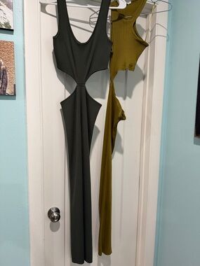 Zara Olive Cutout Backless Maxi Dress